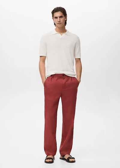 100% linen pants with elastic waistband