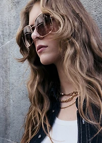 Square metallic frame sunglasses