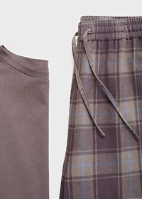 Two-piece flannel check pajamas