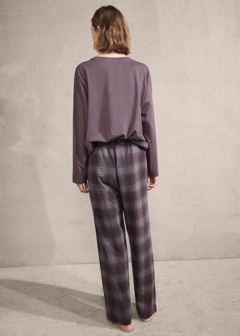 Two-piece flannel check pajamas