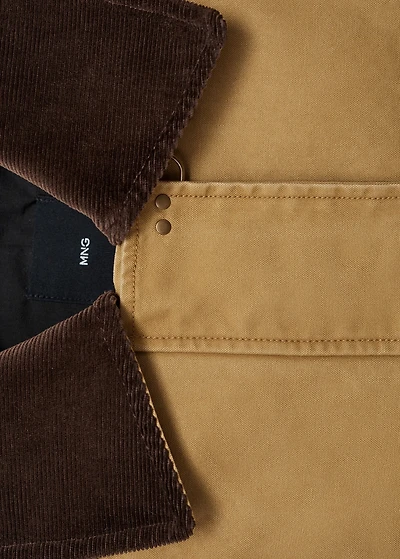 Oversized barn jacket with contrasting collar