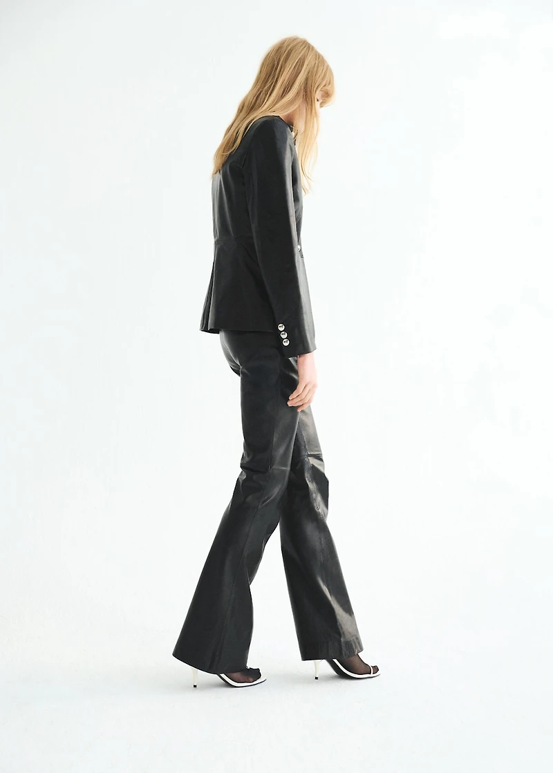 100% leather flared pants