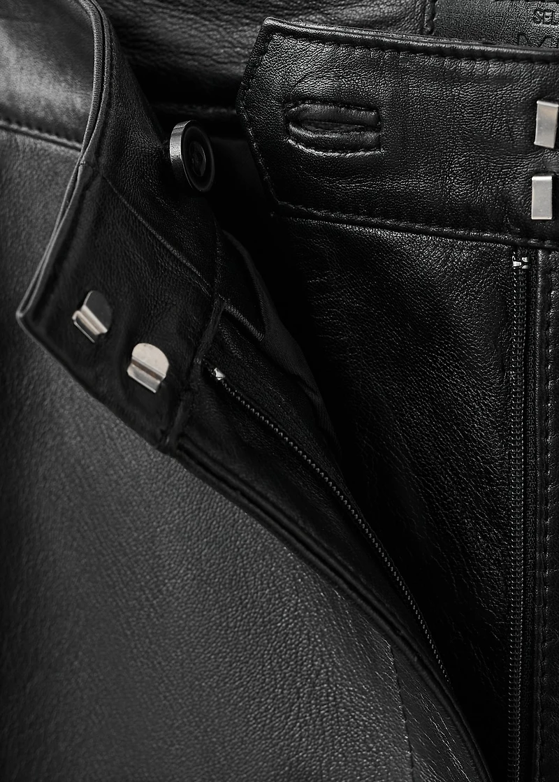 100% leather flared pants