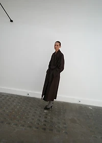 Long virgin wool trench coat