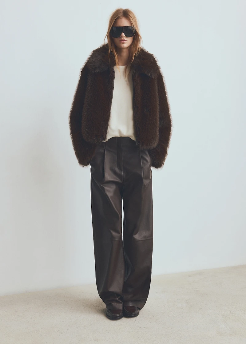 Faux-fur jacket with zip