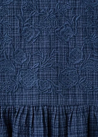 Check dress with embroidered detail