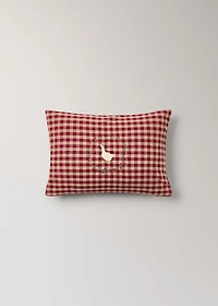 Children's cotton gingham check cushion cover with embroidery 30x40cm