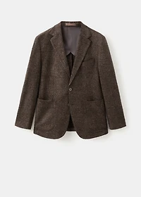 Slim-fit micro-check wool-blend jacket