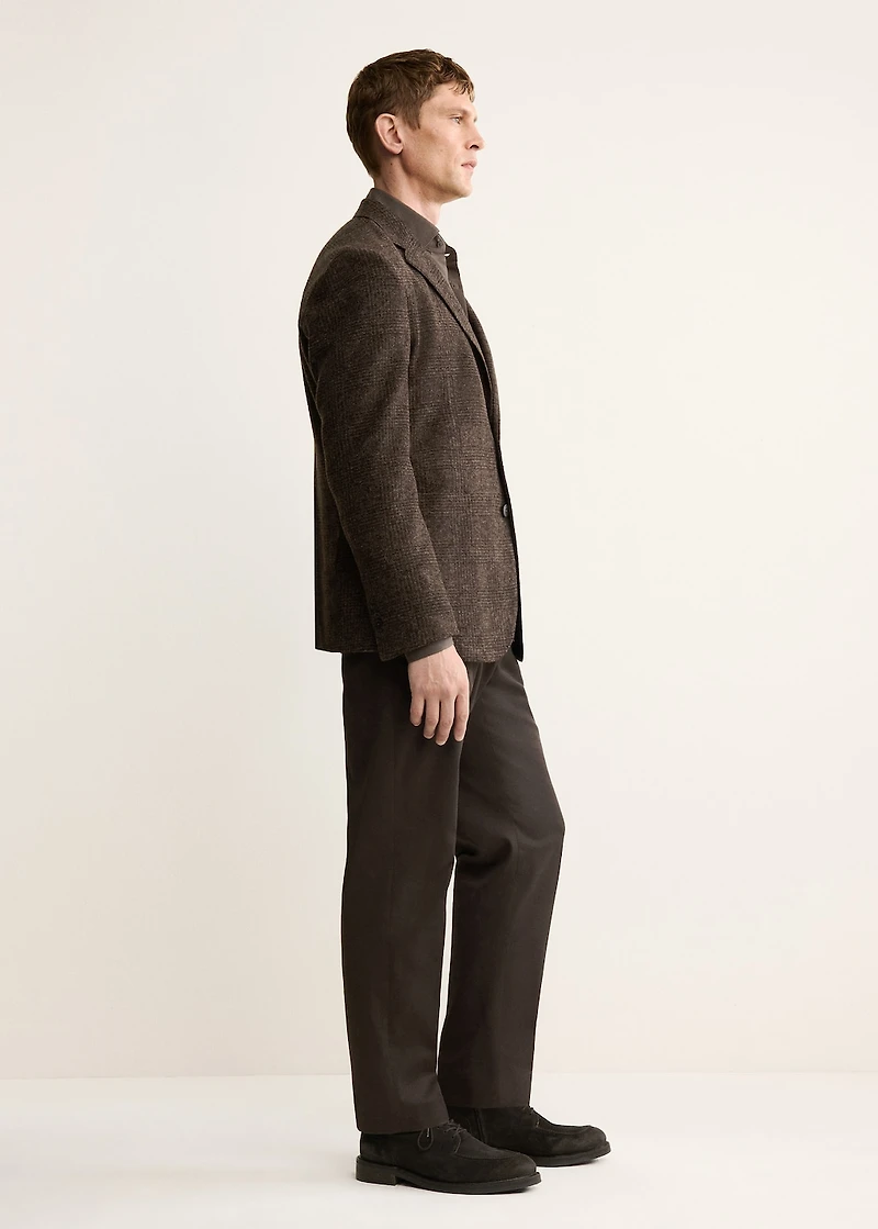 Slim-fit micro-check wool-blend jacket