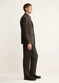 Slim-fit micro-check wool-blend jacket