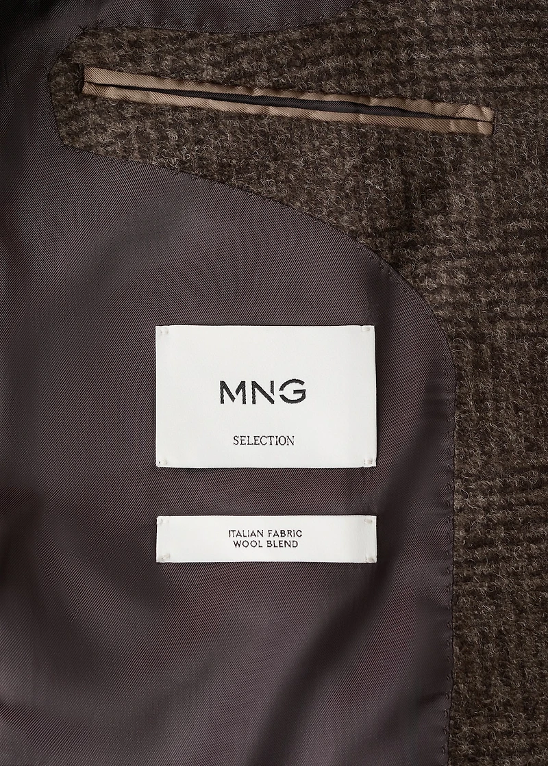 Slim-fit micro-check wool-blend jacket