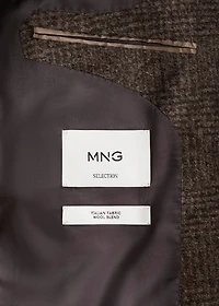 Slim-fit micro-check wool-blend jacket