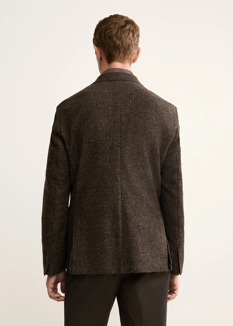 Slim-fit micro-check wool-blend jacket