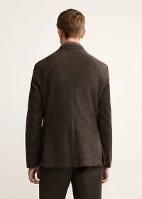 Slim-fit micro-check wool-blend jacket