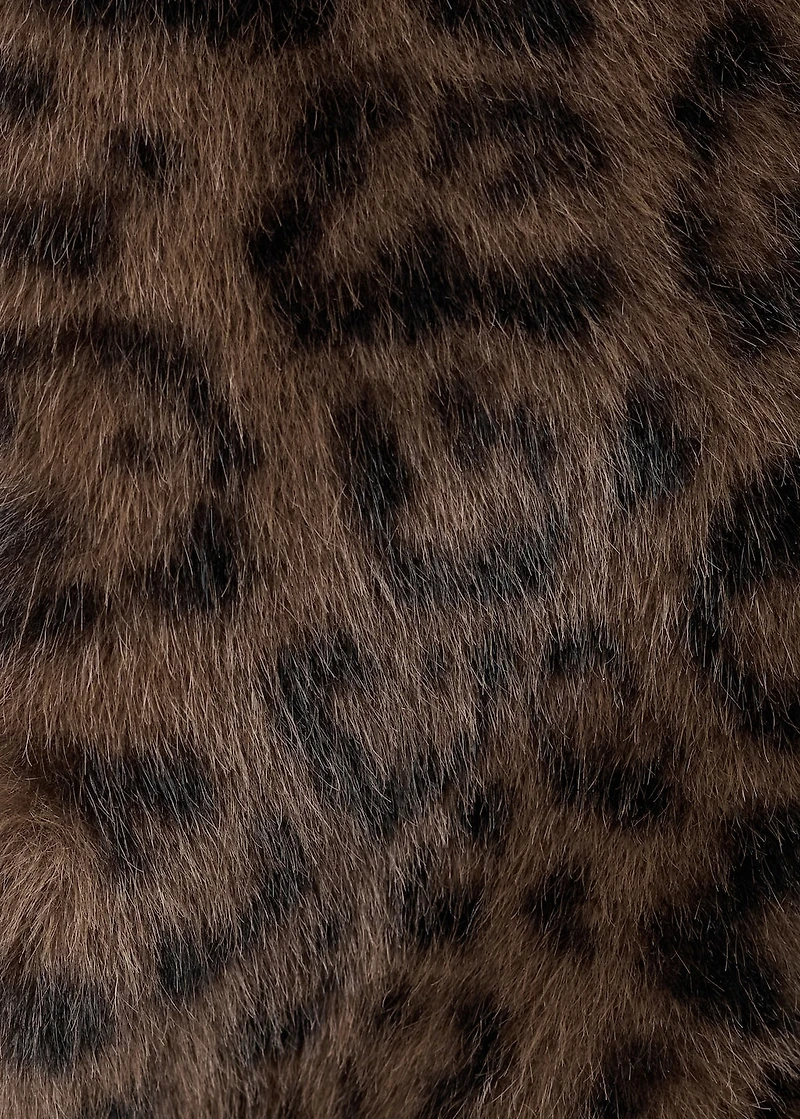Leopard-print fur-effect coat
