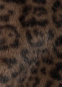 Leopard-print fur-effect coat