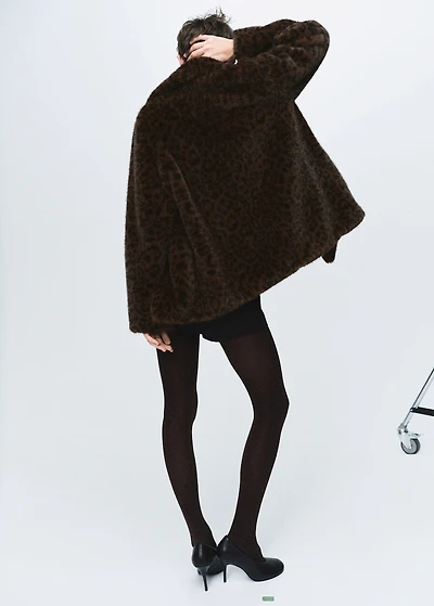 Leopard faux-fur coat