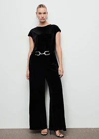 Velvet belt jumpsuit