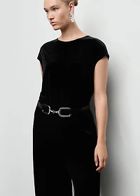 Velvet belt jumpsuit