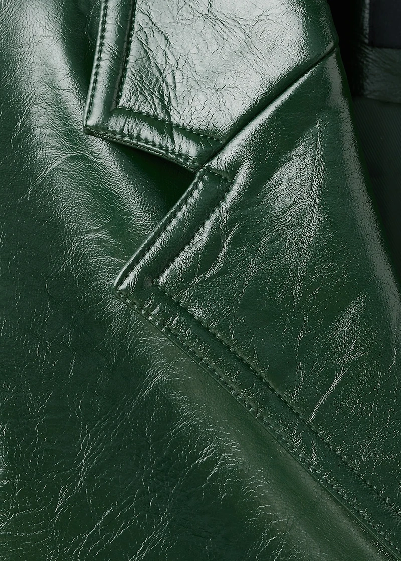 Long faux-leather coat
