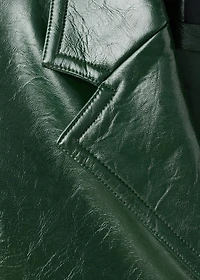 Long faux-leather coat