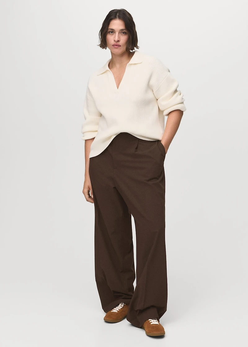 Low-rise wide-leg pants