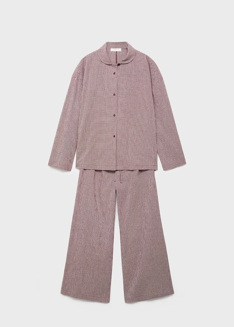 Two-piece cotton pajamas gingham check