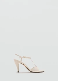 Heeled leather sandals with straps