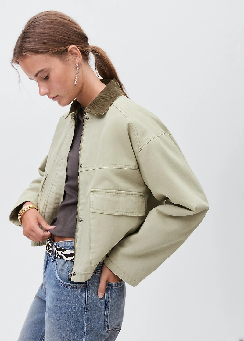 Denim jacket with contrast collar