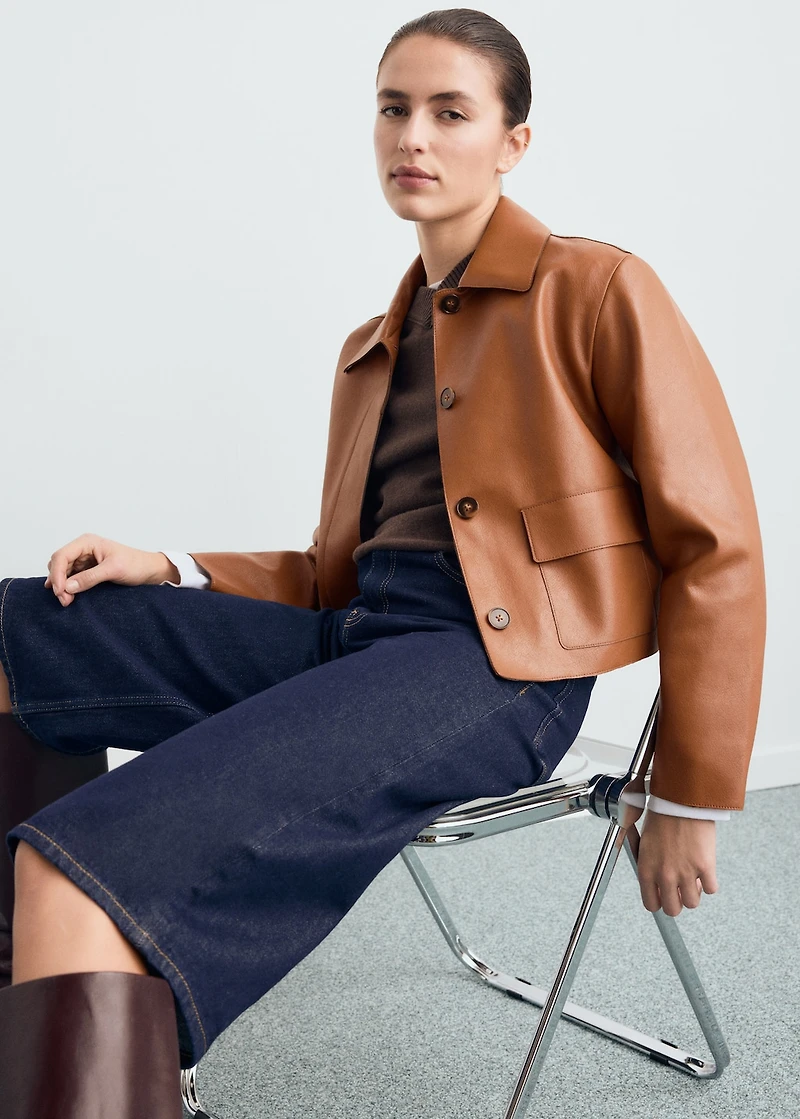 Faux-leather jacket with pockets