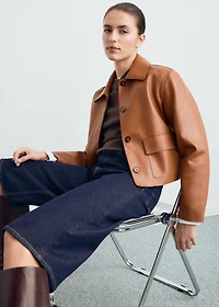 Faux-leather jacket with pockets