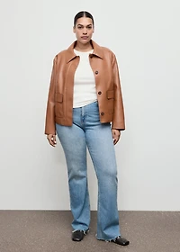 Faux-leather jacket with pockets