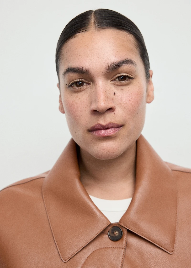 Faux-leather jacket with pockets