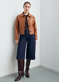 Faux-leather jacket with pockets