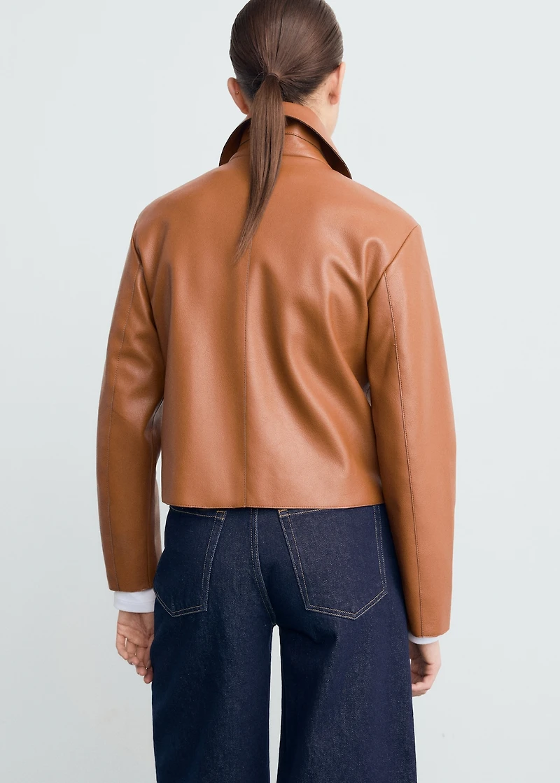 Faux-leather jacket with pockets