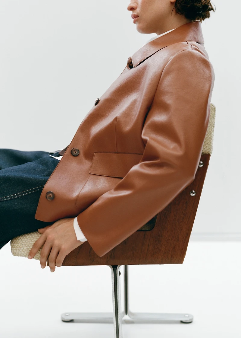 Faux-leather jacket with pockets