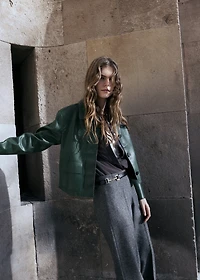 Faux-leather jacket with pockets