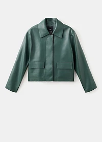 Faux-leather jacket with pockets