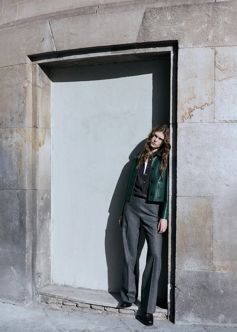 Faux-leather jacket with pockets