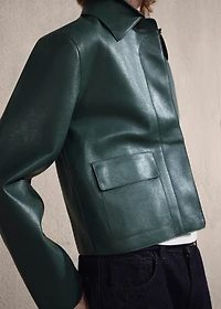 Faux-leather jacket with pockets