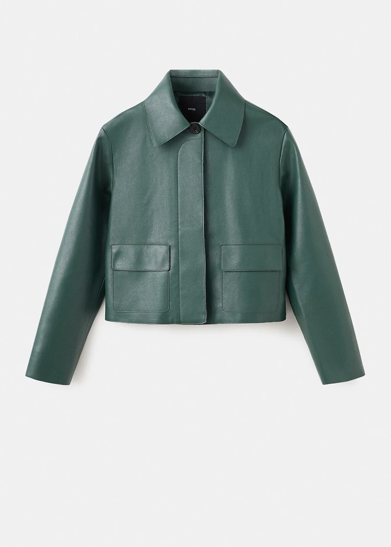 Faux-leather jacket with pockets