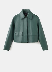 Faux-leather jacket with pockets