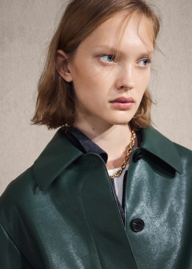 Faux-leather jacket with pockets