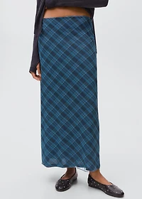 Checked long skirt