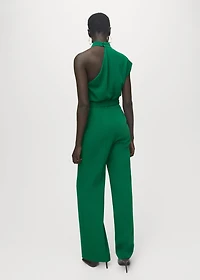 Asymmetrical long jumpsuit with belt