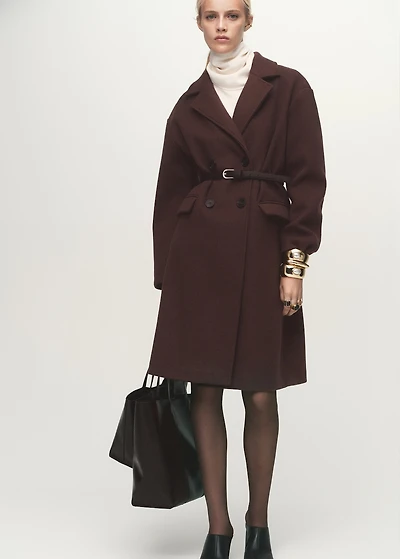 Double-breasted midi coat