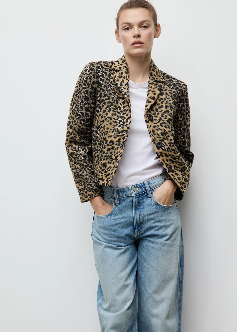 Leopard-print jacket with buttons