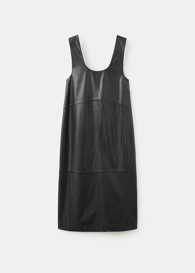 100% leather midi-dress