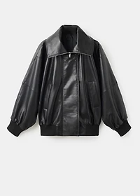 100% leather jacket with notched lapel collar