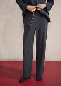 Cotton flannel shirt with contrasting piping